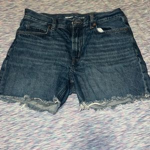 Dark Jean Shorts; Midrise